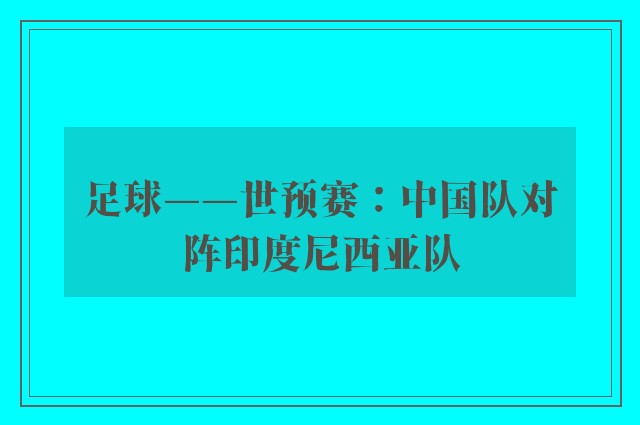 足球——世预赛：中国队对阵印度尼西亚队