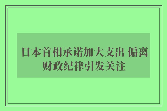 日本首相承诺加大支出 偏离财政纪律引发关注