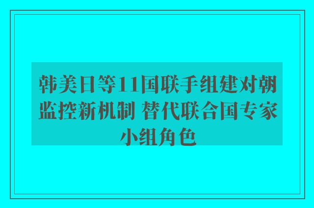 韩美日等11国联手组建对朝监控新机制 替代联合国专家小组角色