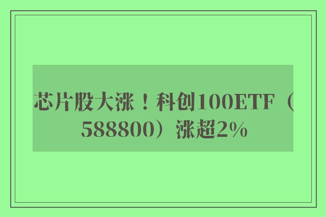 芯片股大涨！科创100ETF（588800）涨超2%