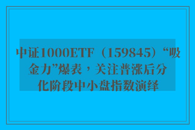 中证1000ETF（159845）“吸金力”爆表，关注普涨后分化阶段中小盘指数演绎