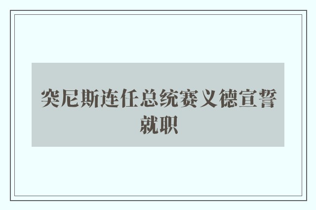 突尼斯连任总统赛义德宣誓就职