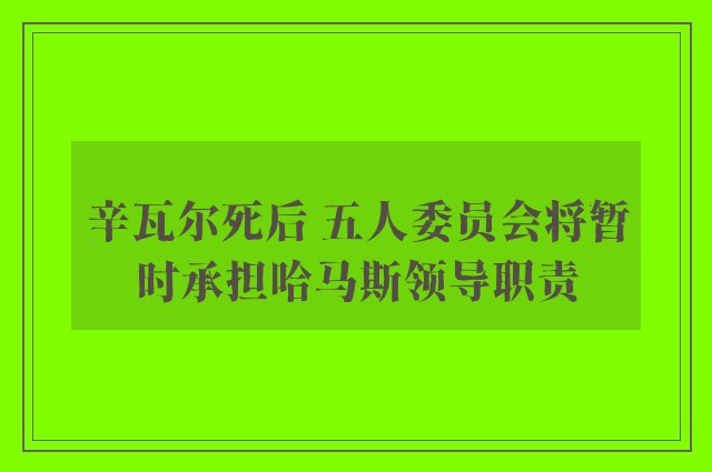 辛瓦尔死后 五人委员会将暂时承担哈马斯领导职责