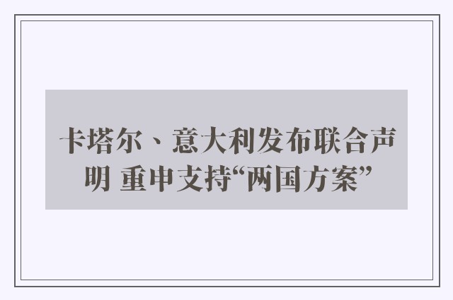 卡塔尔、意大利发布联合声明 重申支持“两国方案”