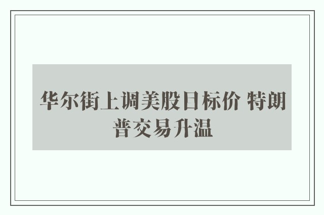 华尔街上调美股目标价 特朗普交易升温