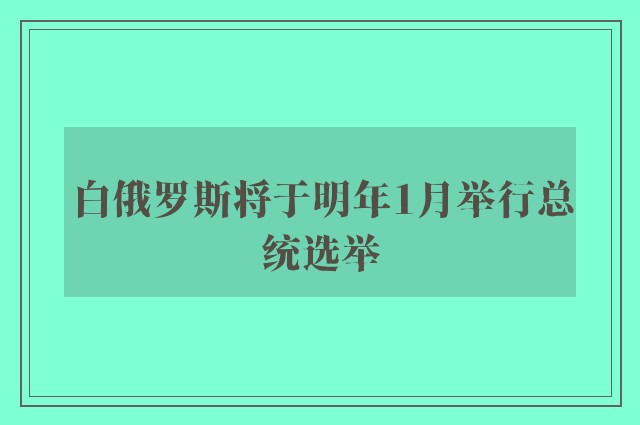 白俄罗斯将于明年1月举行总统选举