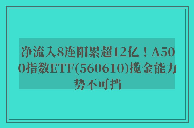 净流入8连阳累超12亿！A500指数ETF(560610)揽金能力势不可挡