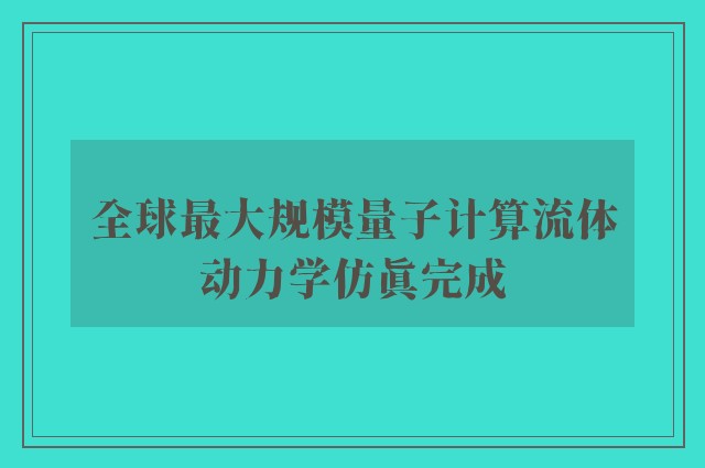 全球最大规模量子计算流体动力学仿真完成