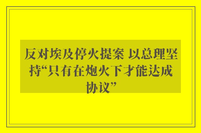 反对埃及停火提案 以总理坚持“只有在炮火下才能达成协议”