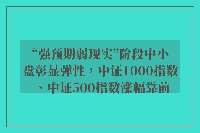 “强预期弱现实”阶段中小盘彰显弹性，中证1000指数、中证500指数涨幅靠前