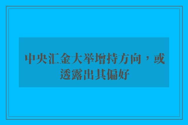 中央汇金大举增持方向，或透露出其偏好