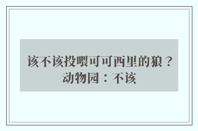 该不该投喂可可西里的狼？动物园：不该