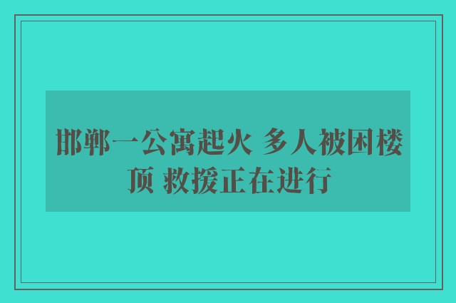 邯郸一公寓起火 多人被困楼顶 救援正在进行