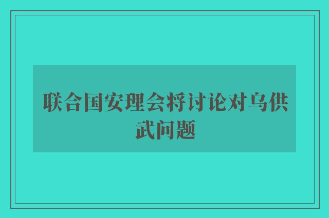 联合国安理会将讨论对乌供武问题