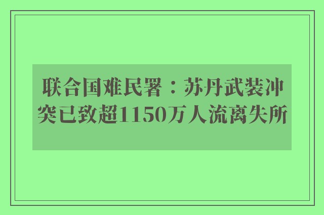 联合国难民署：苏丹武装冲突已致超1150万人流离失所