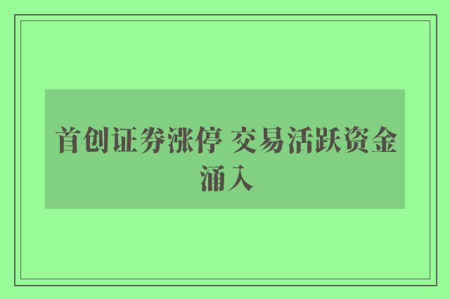 首创证券涨停 交易活跃资金涌入