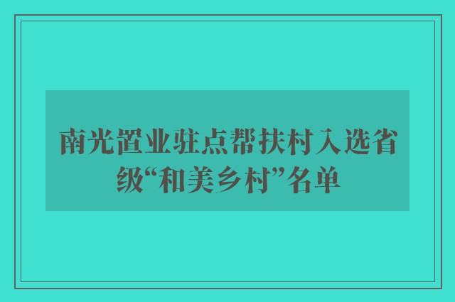 南光置业驻点帮扶村入选省级“和美乡村”名单