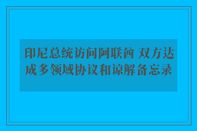 印尼总统访问阿联酋 双方达成多领域协议和谅解备忘录