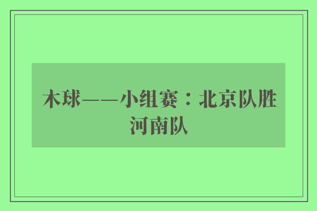 木球——小组赛：北京队胜河南队