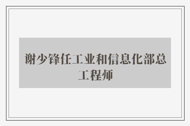 谢少锋任工业和信息化部总工程师