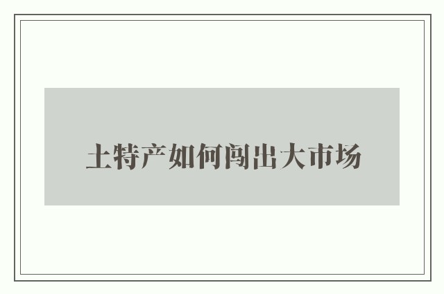 土特产如何闯出大市场