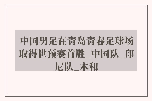 中国男足在青岛青春足球场取得世预赛首胜_中国队_印尼队_木和